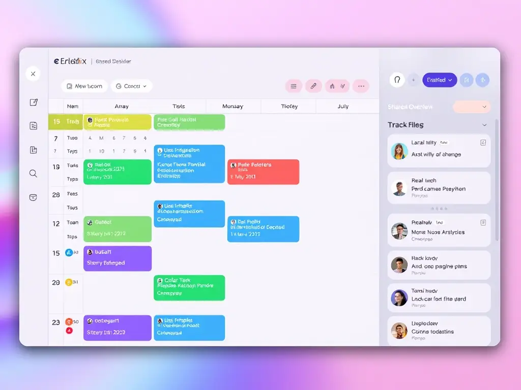 A screenshot of the Erledix app showing the shared calendar and task overview, with color-coded tasks and clear deadlines. The interface is organized and informative, designed for easy tracking.